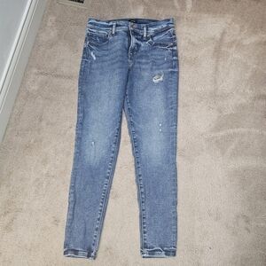 Express Blue Distressed Skinny Jeans